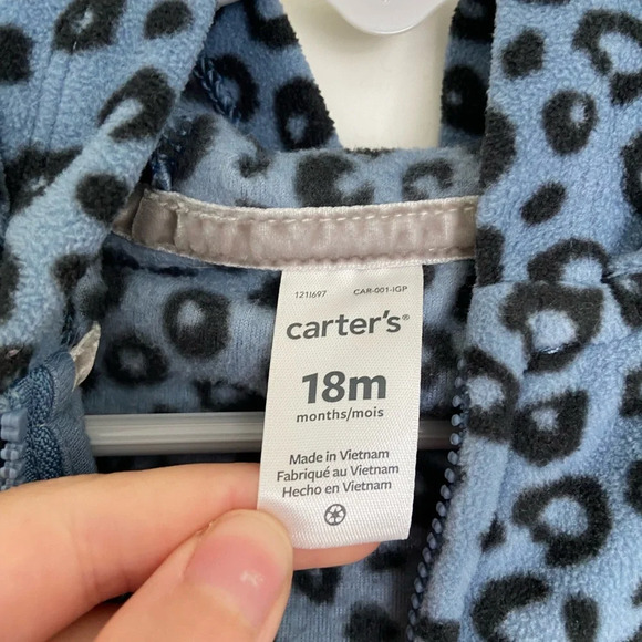 EUC | Carter’s baby girl’s leopard print fleece zip‎ jacket — 18 months - Picture 3 of 6